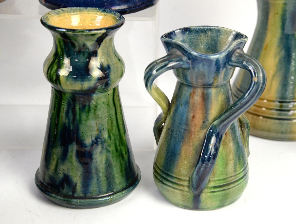 Belgium Pottery, including Thulin Faiencerie, vases and jugs in blue and green drip glaze, including - Image 37 of 38