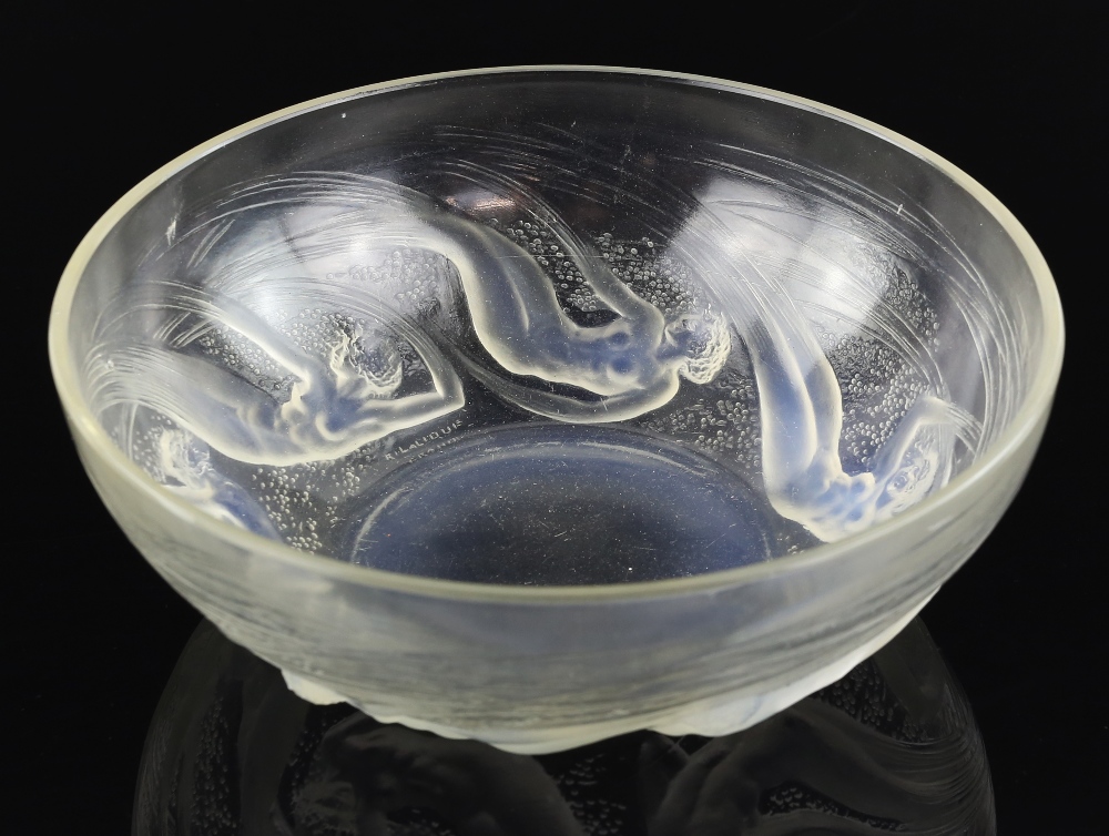 René Lalique Ondines opalescent glass bowl, early 20th century, the exterior relief moulded with - Image 3 of 14