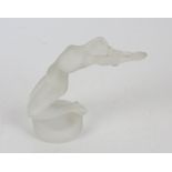 Lalique Chrysis frosted glass sculpture, nude female with arms outstretched, on a circular foot,