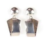 Georg Jensen pair of drop earrings, with clip on fittings for non-pierced ears, reverse no. 206,