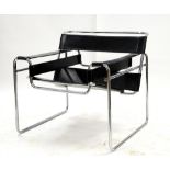 Marcel Breuer Wassily B3 armchair in tubular steel with black leather, h73cm w79cm d72cmProvenance: