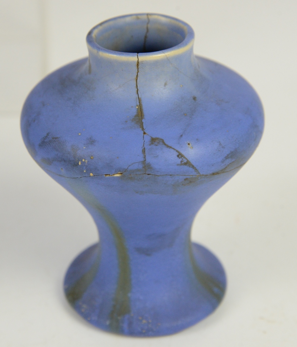 Belgium Pottery, Thulin Faiencerie, two vases in cobalt with ochre drip glaze and orange spots, - Image 7 of 40