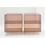 Pair of Pink acrylic cube bedside storage tables, each h53.5 x w45.5 x d45.5cmProvenance:  This