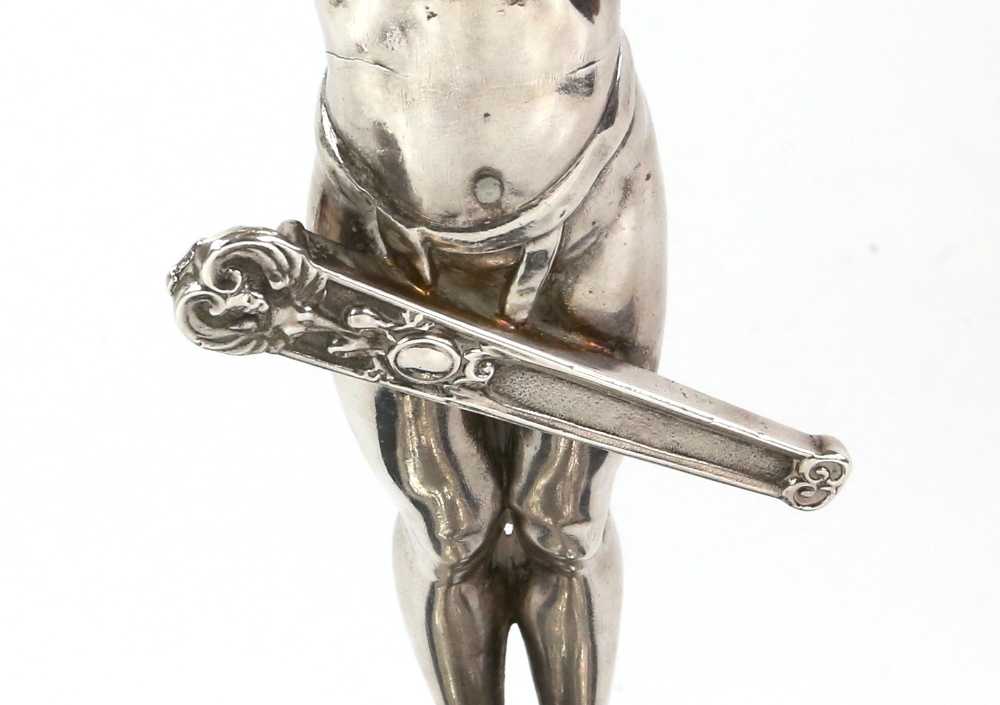 After Franz von Stuck for WMF, silver plated figural centrepiece, cast as cupid standing on a - Image 17 of 24