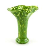 Muffin Spencer Devlin (American) trumpet vase, in clear and green glass, with flared rim, 27cm high