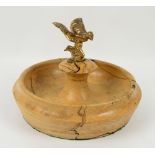 Kneeling Spirit of Ecstasy, mounted on a turned fruitwood bowl, believed to be either a showroom