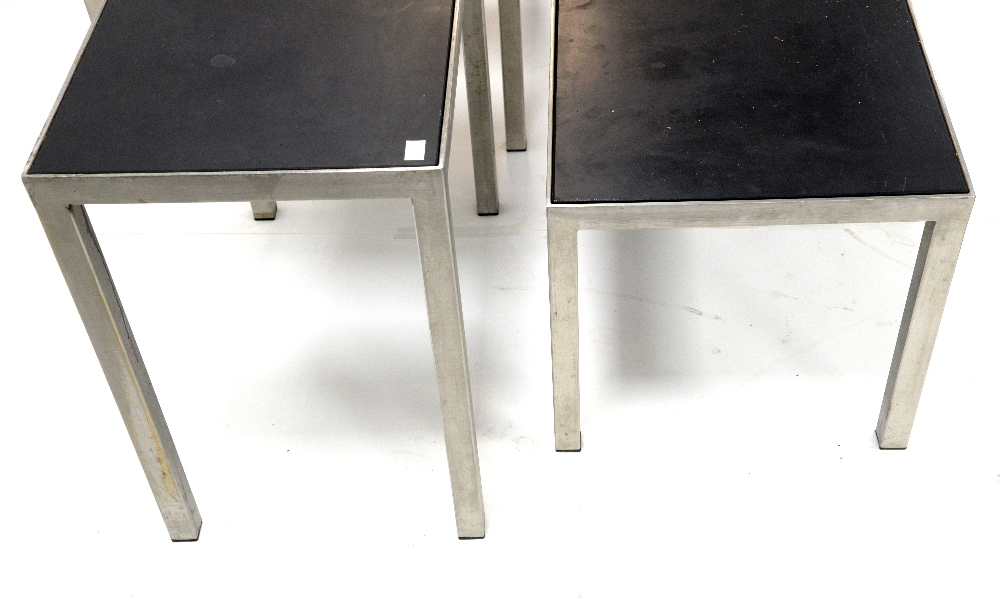 Fred Scott for Hitch Mylius HM25 range, three low side tables with metal frame and slate inset - Image 8 of 18