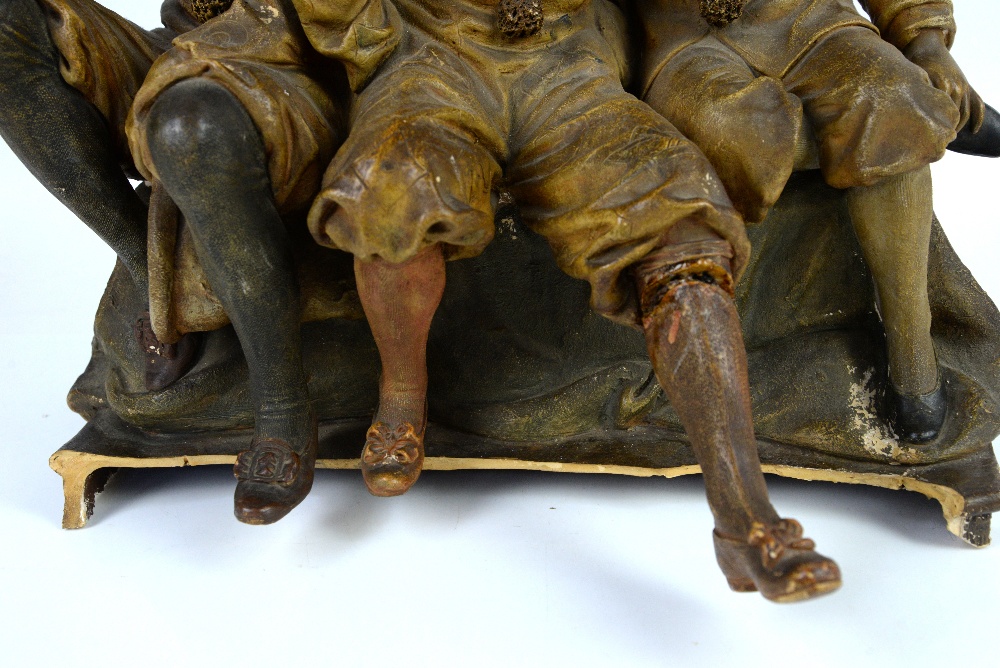 Goldscheider figure of three children dressed as clowns, on a shaped base, impressed marks and - Image 15 of 26