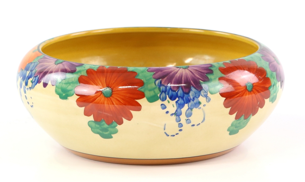 Clarice Cliff Bizarre, bowl in the 'Gay Day' pattern, handpainted with flowers, H8cm, 24cm - Image 10 of 22