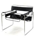 Marcel Breuer Wassily B3 armchair in tubular steel with black leather, h73cm w79cm d72cmProvenance: