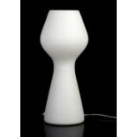 Mid-century table lamp formed from a single piece of white glass, h35cm
