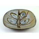 Michael Leach (British, 1913-1985), Yelland pottery, glazed stoneware footed dish, with stylised