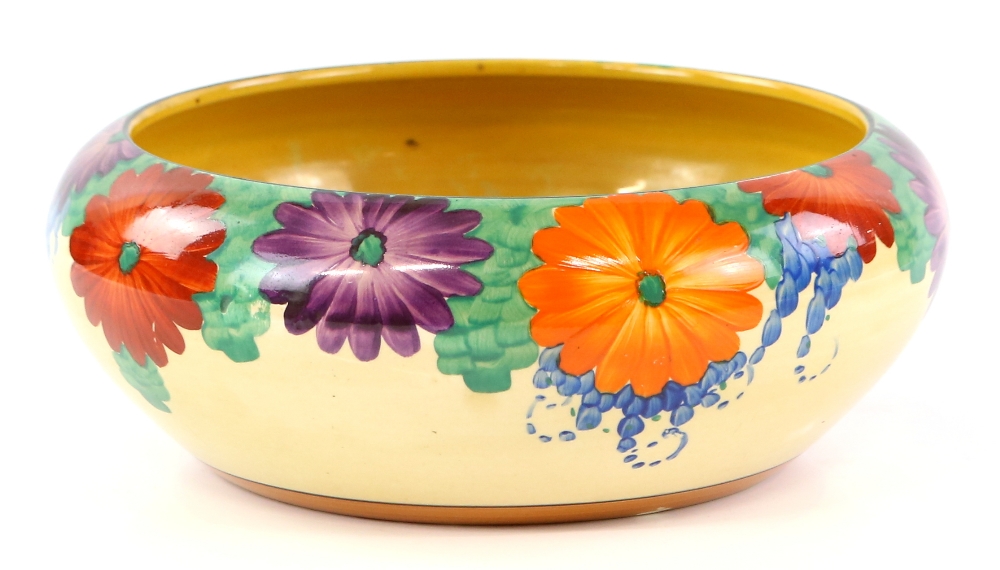 Clarice Cliff Bizarre, bowl in the 'Gay Day' pattern, handpainted with flowers, H8cm, 24cm - Image 7 of 22