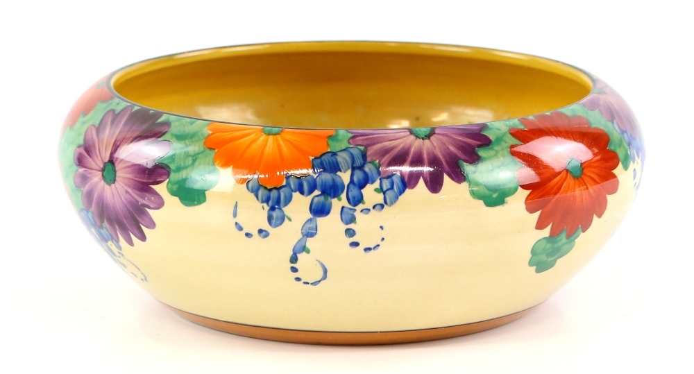 Clarice Cliff Bizarre, bowl in the 'Gay Day' pattern, handpainted with flowers, H8cm, 24cm - Image 3 of 22