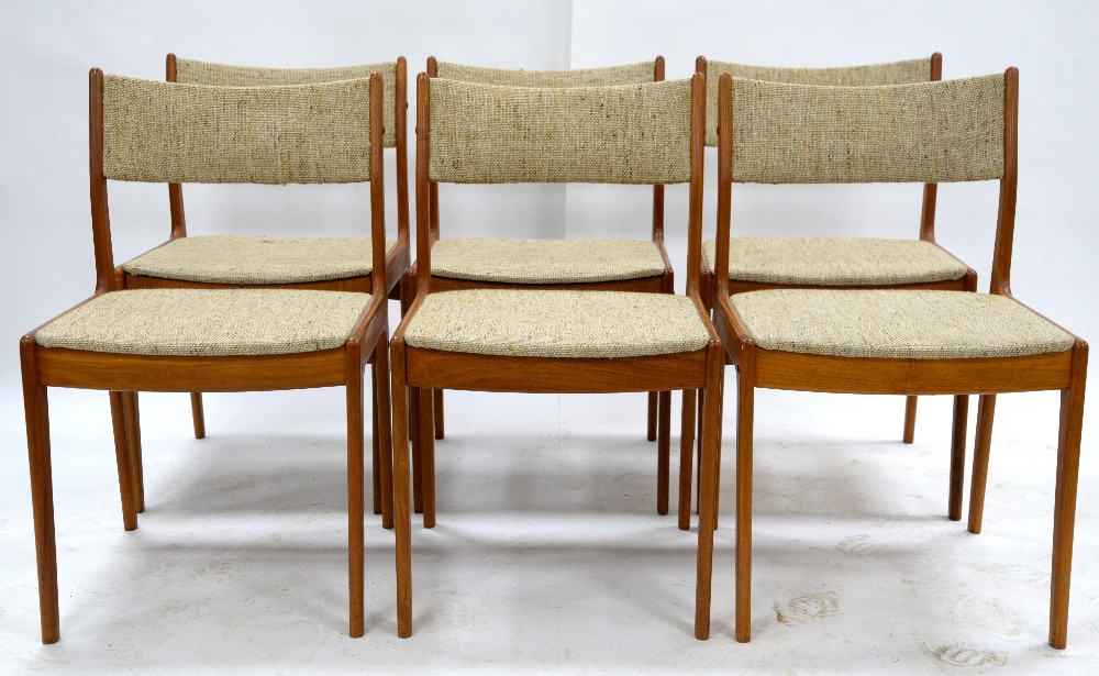 Johannes Andersen for Uldum Møbelfabrik, Denmark, set of six dining chairs with upholstered seats, - Image 16 of 30