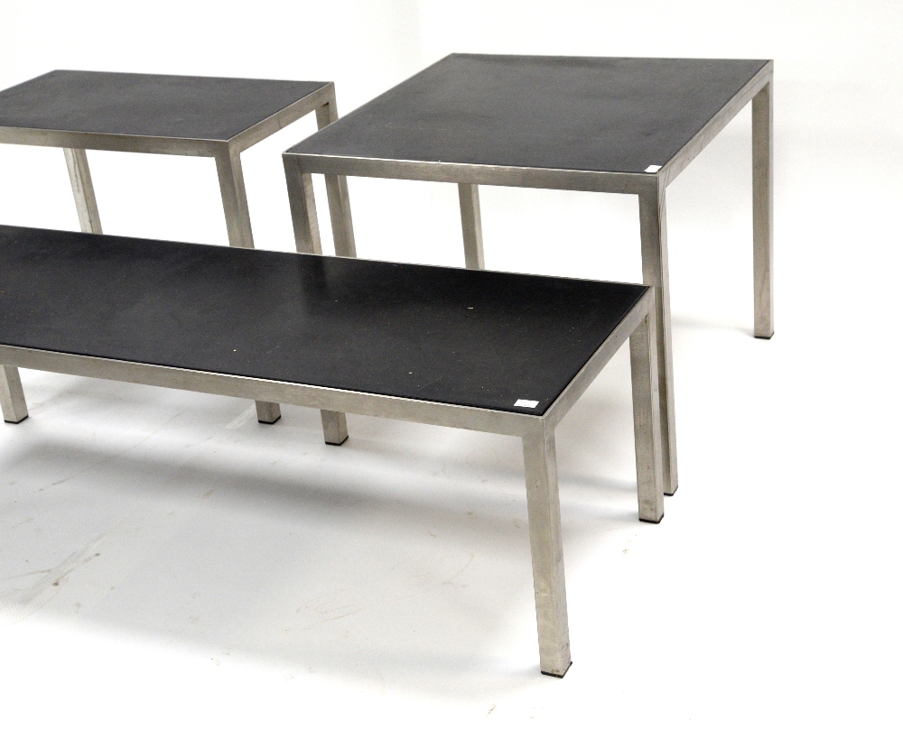 Fred Scott for Hitch Mylius HM25 range, three low side tables with metal frame and slate inset - Image 6 of 18