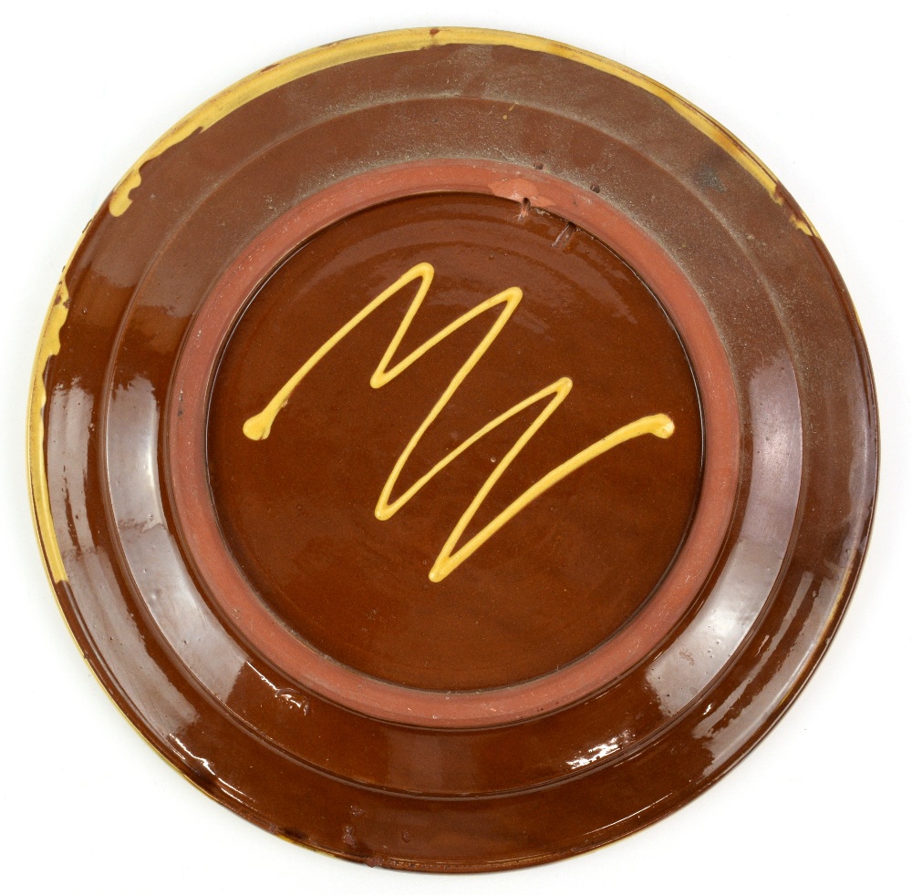 Mary Wondrausch slip decorated pottery charger, 'This is to celebrate The Silver Jubilee of Her - Image 6 of 6