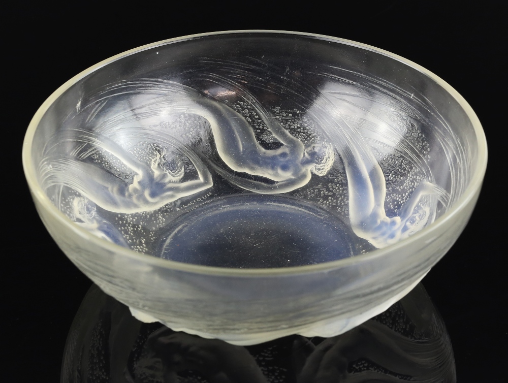 René Lalique Ondines opalescent glass bowl, early 20th century, the exterior relief moulded with - Image 4 of 14
