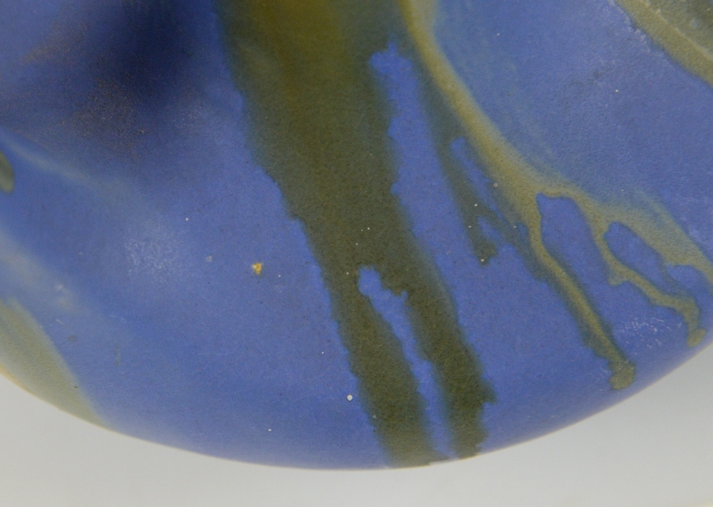 Belgium Pottery, Thulin Faiencerie, two vases in cobalt with ochre drip glaze and orange spots, - Image 15 of 40