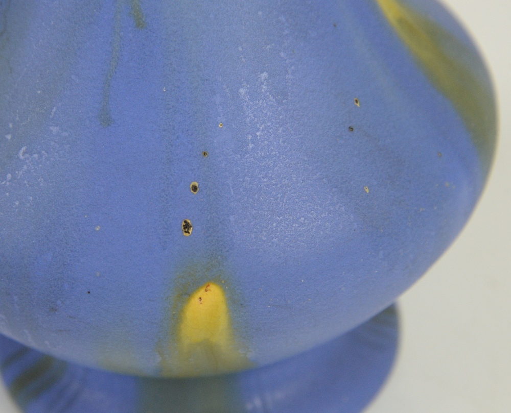 Belgium Pottery, Thulin Faiencerie, two vases in cobalt with ochre drip glaze and orange spots, - Image 3 of 40