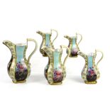 Braithwaites Fairy Lustre Ware, set of five graduated jugs decorated with flower fairies on