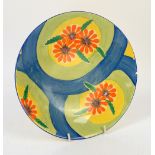 Clarice Cliff Fantasque Bizarre plate in the Blue Ribbon pattern, printed and impressed marks to
