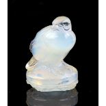 Lalique Moineau opalescent glass sparrow, previously formed as a pin dish no.284 now lacking base,