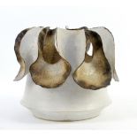 Deirdre Burnett (British, b.1939), studio pottery centrepiece bowl with ruffled lobe rim, creamy