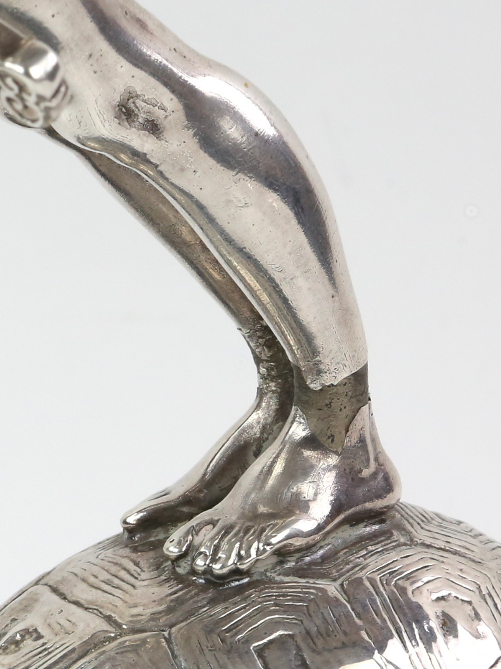 After Franz von Stuck for WMF, silver plated figural centrepiece, cast as cupid standing on a - Image 8 of 24