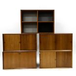 Poul Cadovius for Cado, Royal System wood wall shelving units, wall hung drawers, slide front