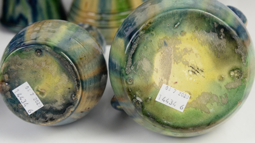 Belgium Pottery, including Thulin Faiencerie, vases and jugs in blue and green drip glaze, including - Image 9 of 38