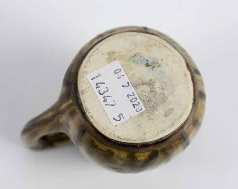 Gilbert Metenier, France, drip glaze teapot, sugar bowl with cover and cream jug, the blue-green - Image 8 of 8