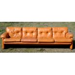 Afra and Tobia Scarpa for C&B Italia, Coronado four seater sofa in tan leather, approx w160 x d90