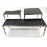 Fred Scott for Hitch Mylius HM25 range, three low side tables with metal frame and slate inset