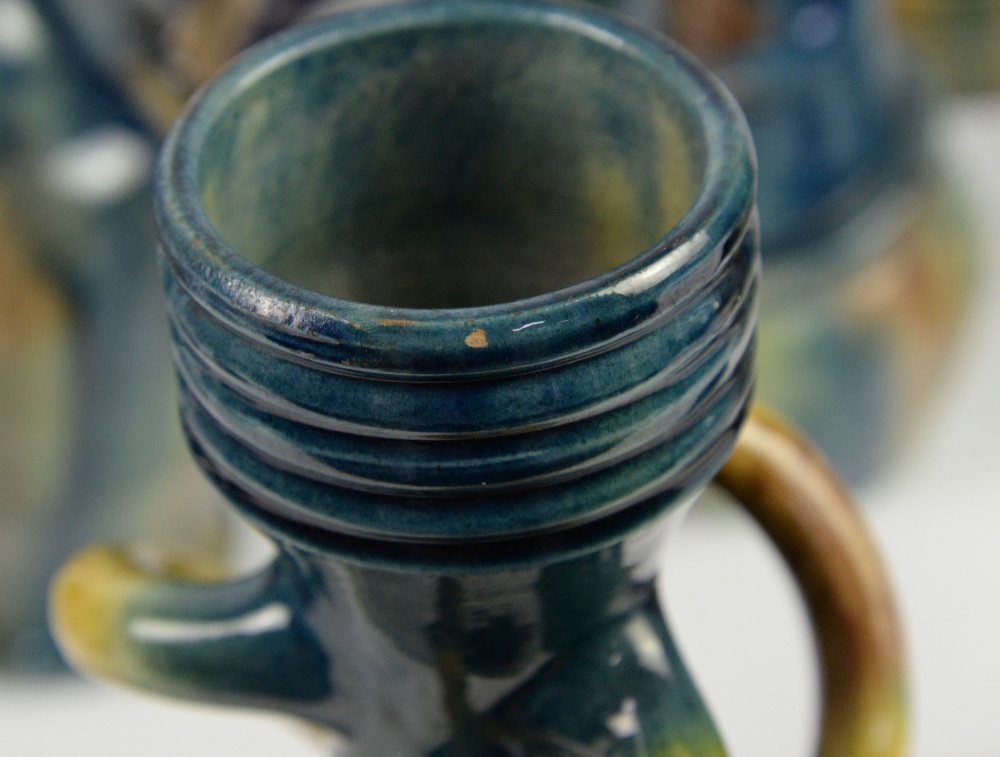 Belgium Pottery, including Thulin Faiencerie, vases and jugs in blue and green drip glaze, including - Image 17 of 38