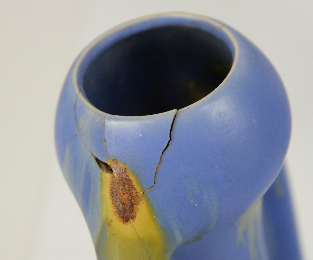 Belgium Pottery, Thulin Faiencerie, two vases in cobalt with ochre drip glaze and orange spots, - Image 11 of 40