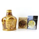 Mary Wondrausch large slipware cider or wine flagon with wooden tap for 'The Silver Jubilee 1952-