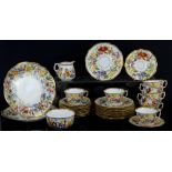 Hammersley floral painted and printed Queen Anne Part tea service No 13166, comprising: two cake