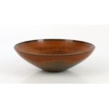 Stig Lindberg for Berndt Friberg, Sweden, copper brown haresfur glaze bowl, signed 'Stig L -57'