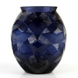 Lalique Turtle vase, in cobalt blue glass, etched Lalique France and P202 to base, 27cm high Sticker