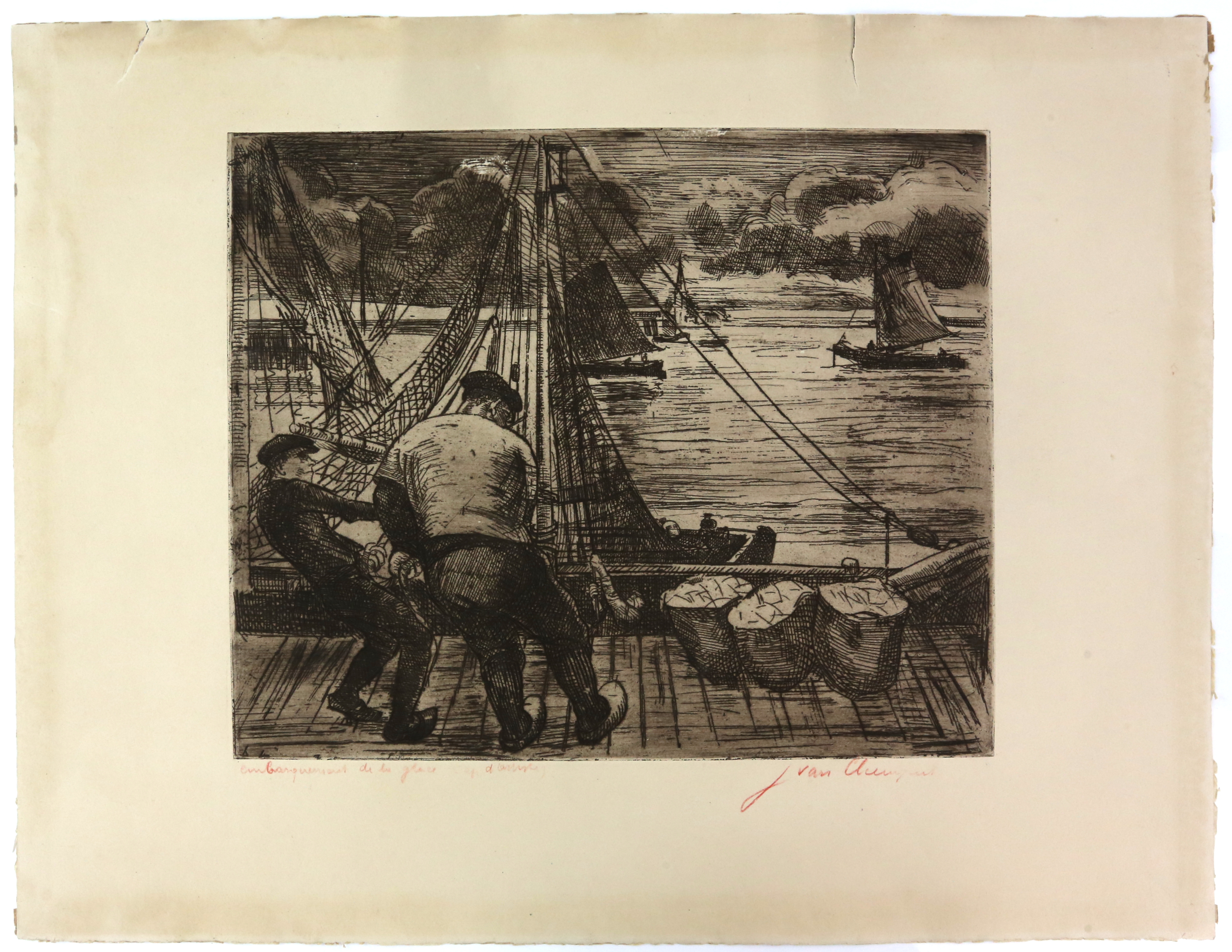 Mixed folder of unframed vintage etchings and prints, including Edward J Cherry (1886-1960), etching - Image 18 of 22