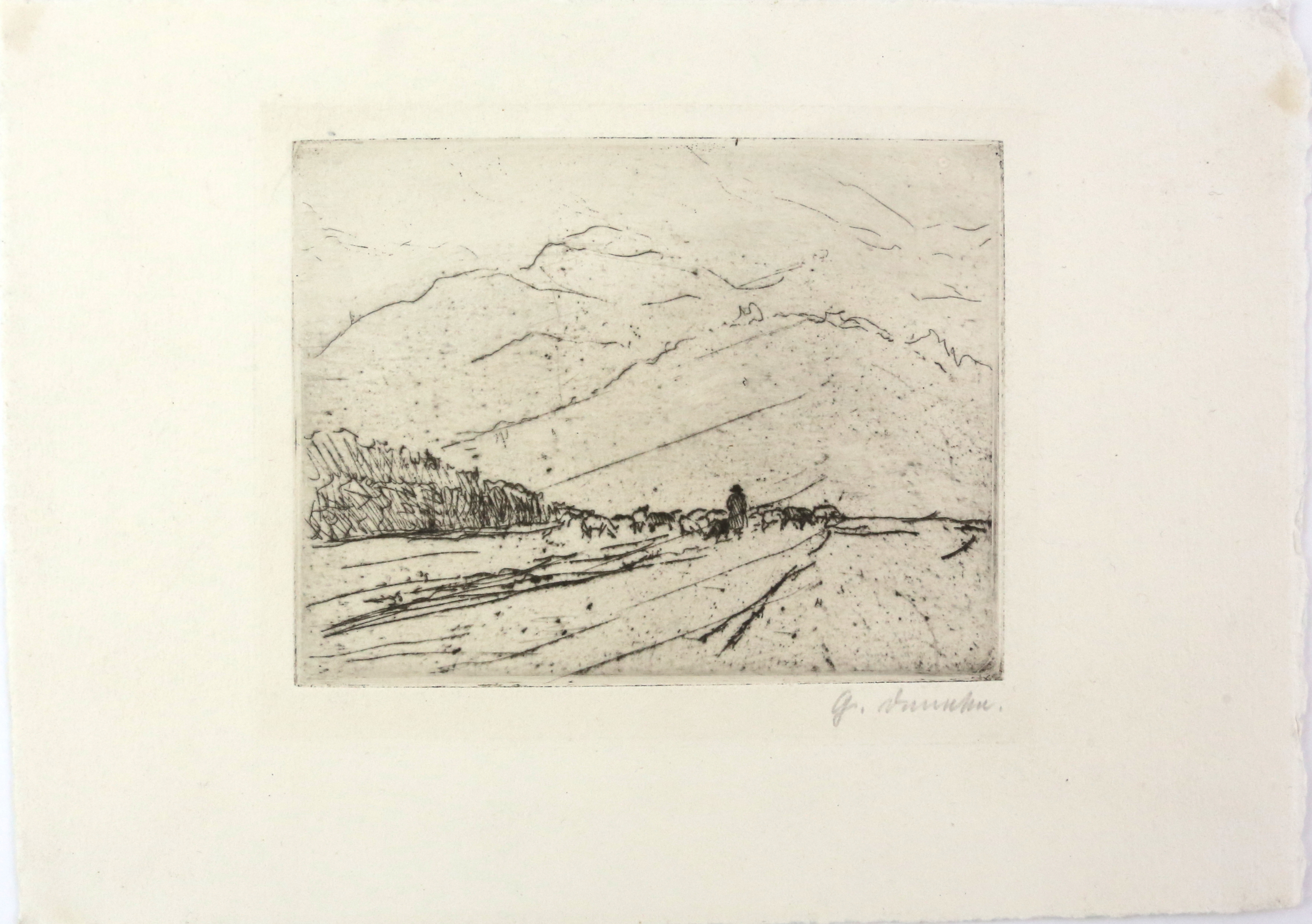 Mixed folder of unframed vintage etchings and prints, including Edward J Cherry (1886-1960), etching - Image 15 of 22