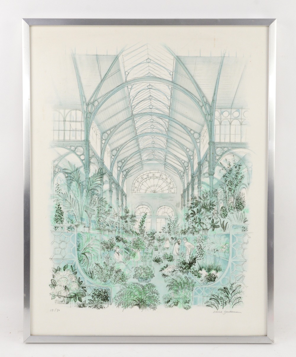 David Gentleman, Covent Garden Flower Market, print, limited edition no 19/70, in silver frame, 60 x - Image 4 of 7