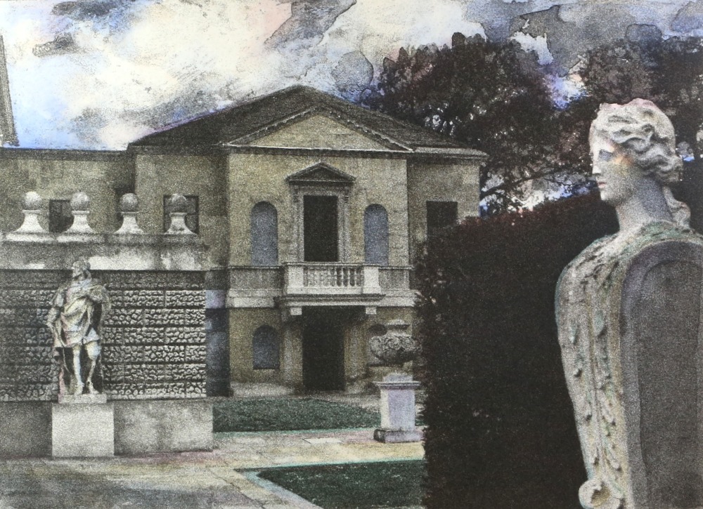 Jennifer Dickson (B.1936), 'The Muse and Inigo Jones, Chiswick House', aquatint, signed, titled