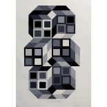 Victor Vasarely (French-Hungarian, 1906-1997), Composition in silver and black, limited edition