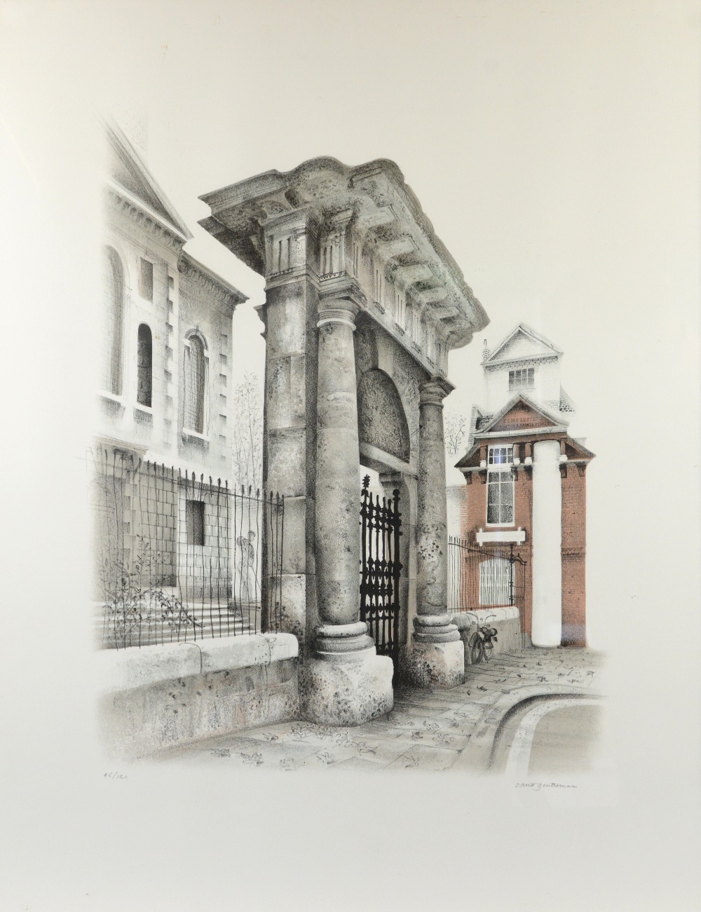 David Gentleman, Covent Garden Prospects series: 'St Giles-in-the-Fields Lichgate', lithographic