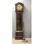 18th century Scottish mahogany eight-day longcase clock, the 30cm circular brass dial with twin