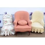 Two Victorian ladies armchairs and a nursing chair