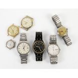 Three Seiko gents wrist watches, a Pietro automatic gents wrist watch,a services court Swiss watch