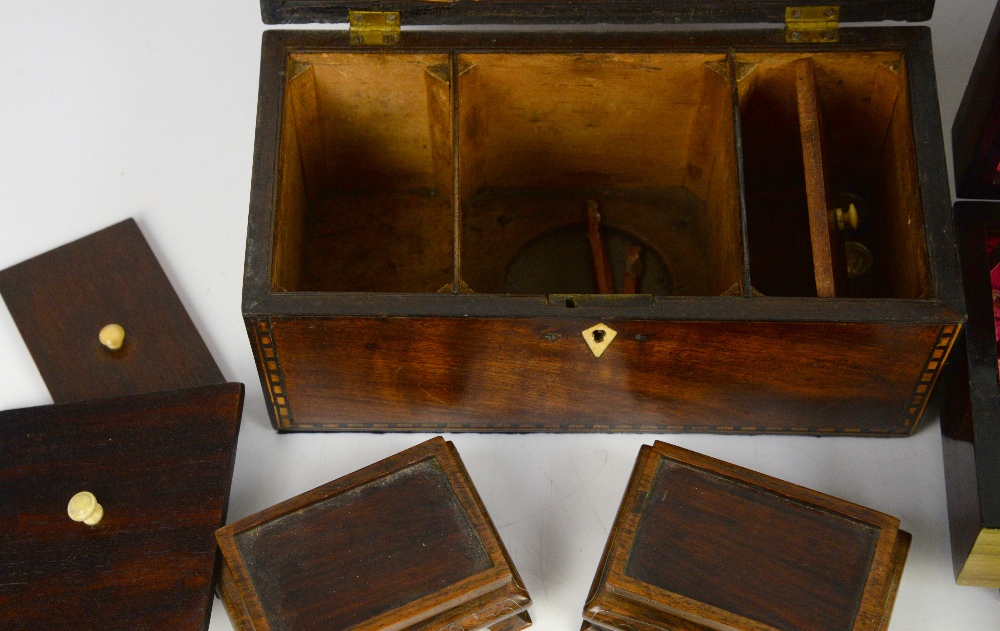 Georgian mahogany tea caddy, 19th century mahogany jewellery box velvet lined, a musical jewellery - Image 5 of 7